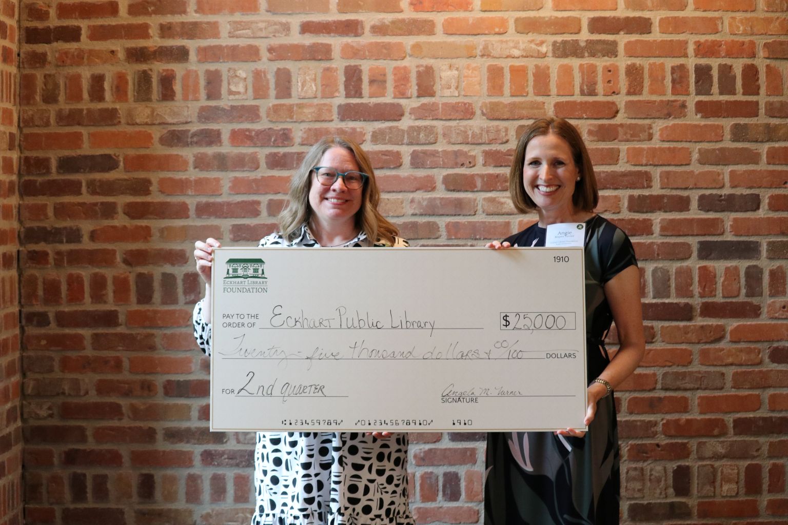 Community Support at Work: Foundation Fulfills Second Installment of 2025 Pledge to Eckhart Public Library